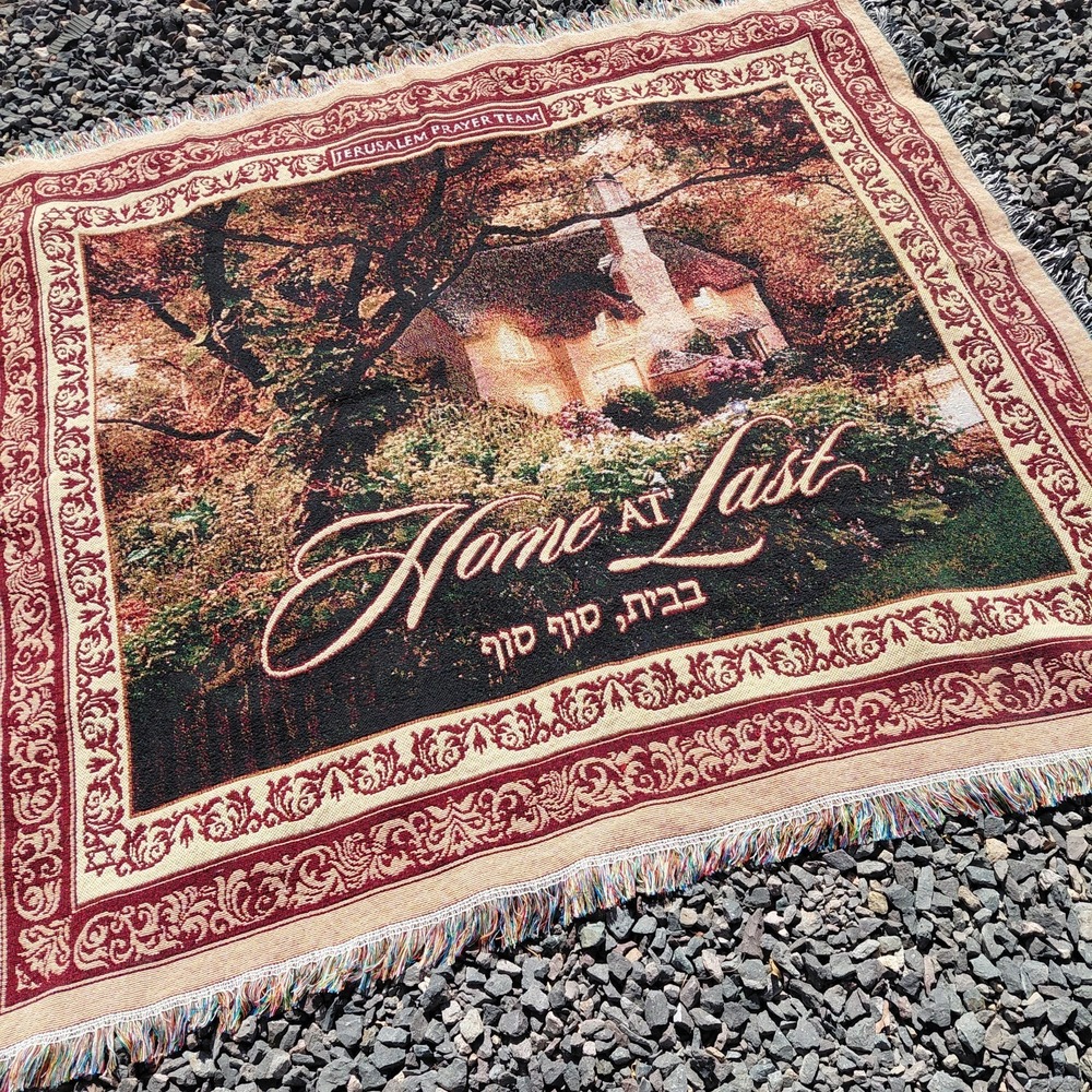 Jerusalem Prayer Team Home At Last Woven Throw Blanket Cottage Scene 51" x 54"